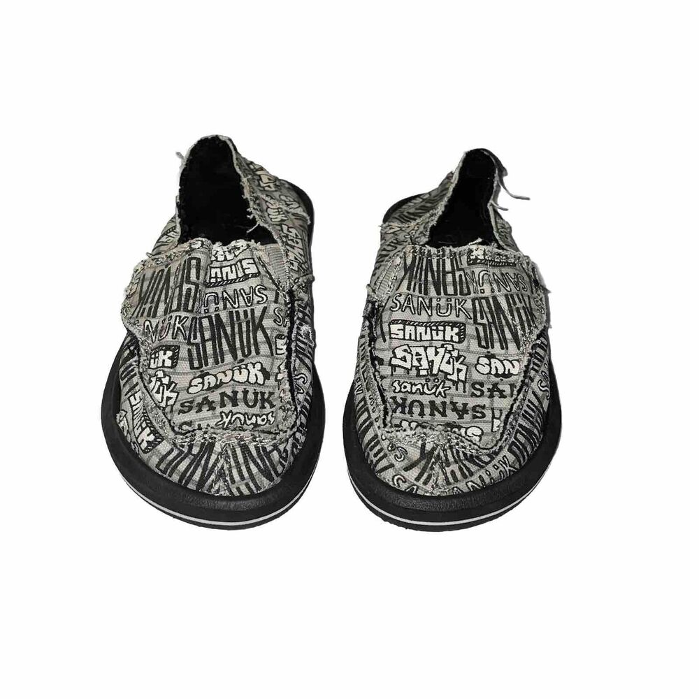 Sanuk Vagabond Black Lightweight Slip On Loafers Shoes Youth Kids Boys size 12
